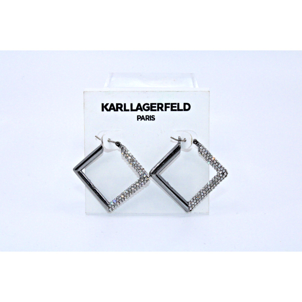 A3 New KARL LAGERFELD PARIS Silver Crystal Earrings KP105 09G00636 $45